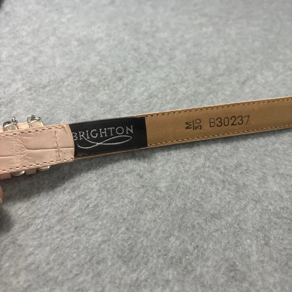 Brighton Onyx Leather Belt Women's Size 30 Pink Alligator Grain Golf Charms‎